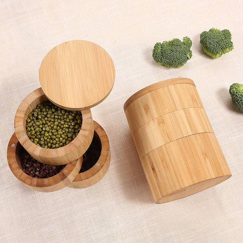 Wooden 3 Tier Rotating Spice Rack Space Saving Kitchen Storage Organizer - Image 5